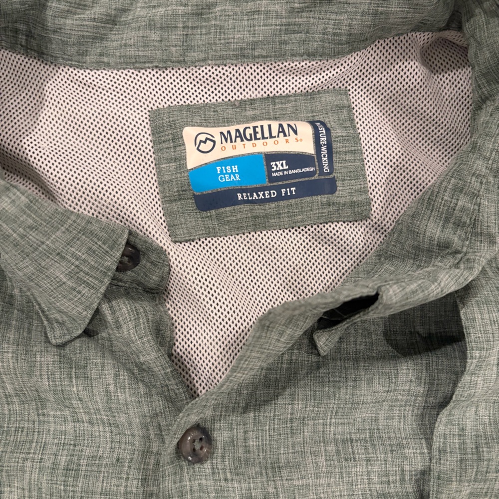 MAGELLAN Fishing Shirt Men 3XL Green Long Sleeve Vented Button Down Outdoor - Picture 3 of 7